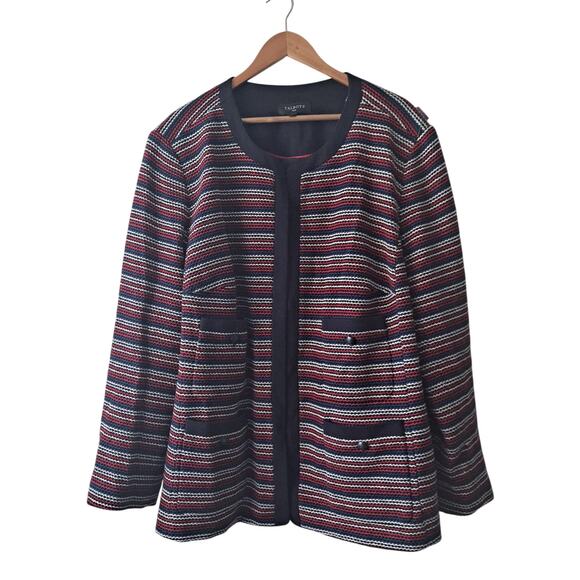 Talbots Boucle Stripe Jacket Tailored Black Red Blue White Women's Plus Size 3X - Picture 2 of 10
